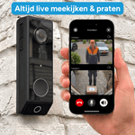 Altijd live meekijken & praten, postbezorger zichtbaar en pakket op de grond zichtbaar via de 2 camera beelden in de app